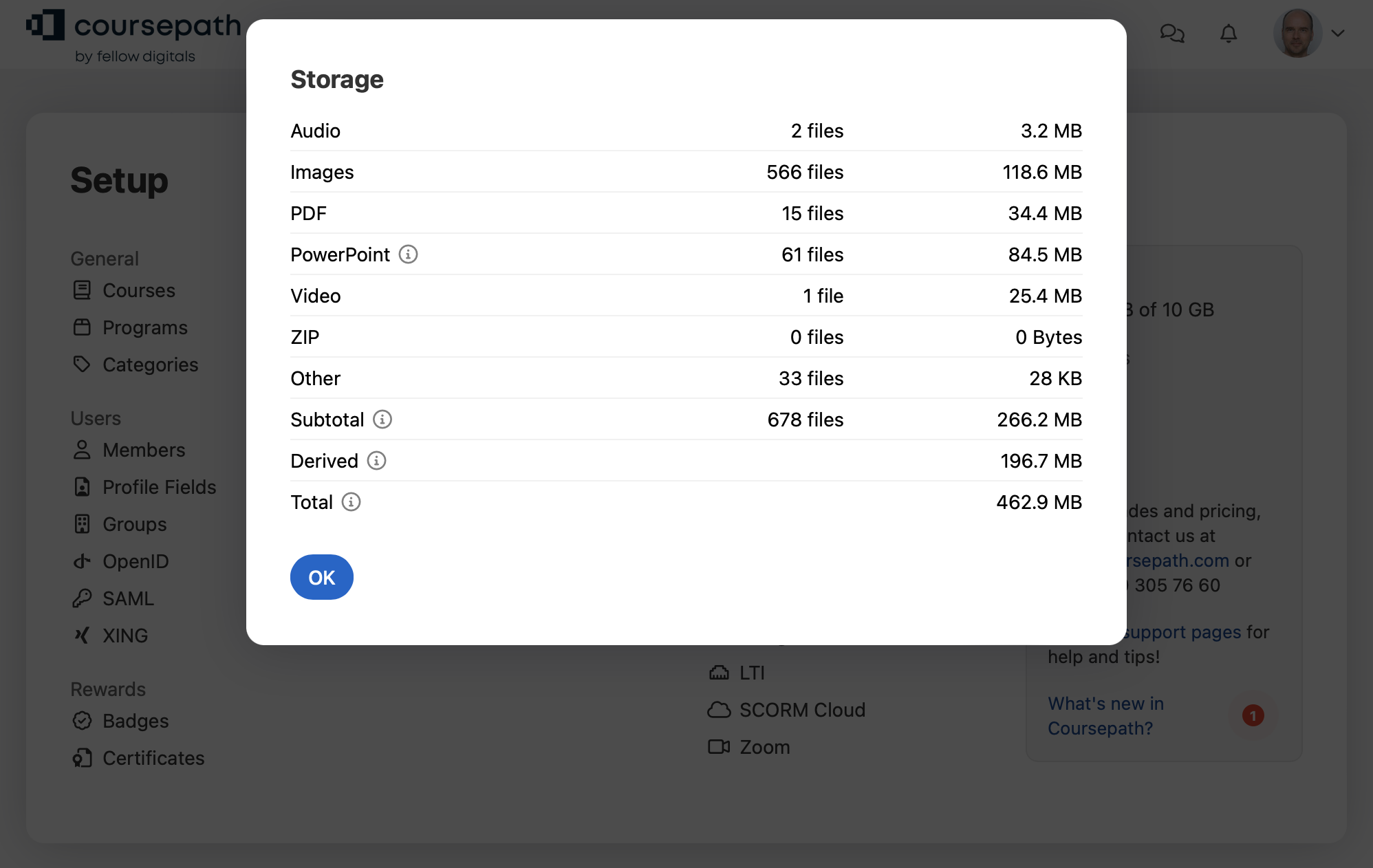 Storage Usage Information