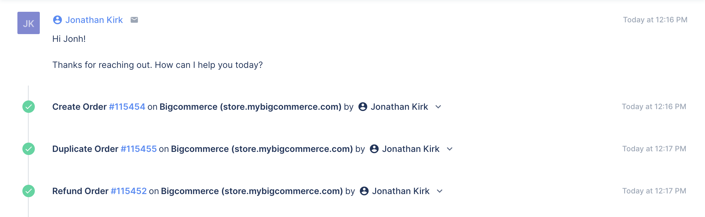 BigCommerce events in ticket timeline 👀