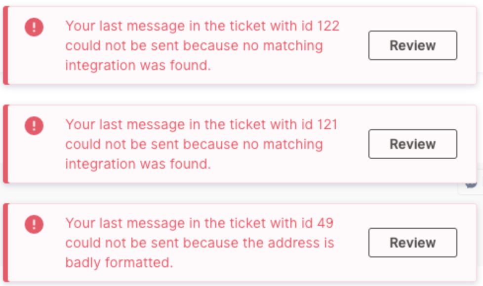 Message failure pop-up notification improvement