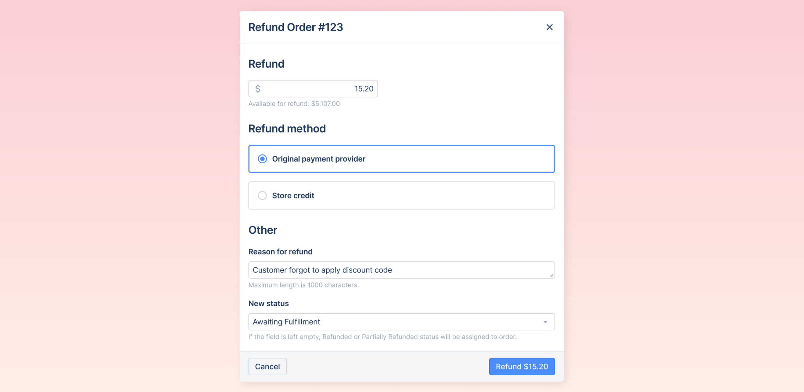 BigCommerce: Refund Order action