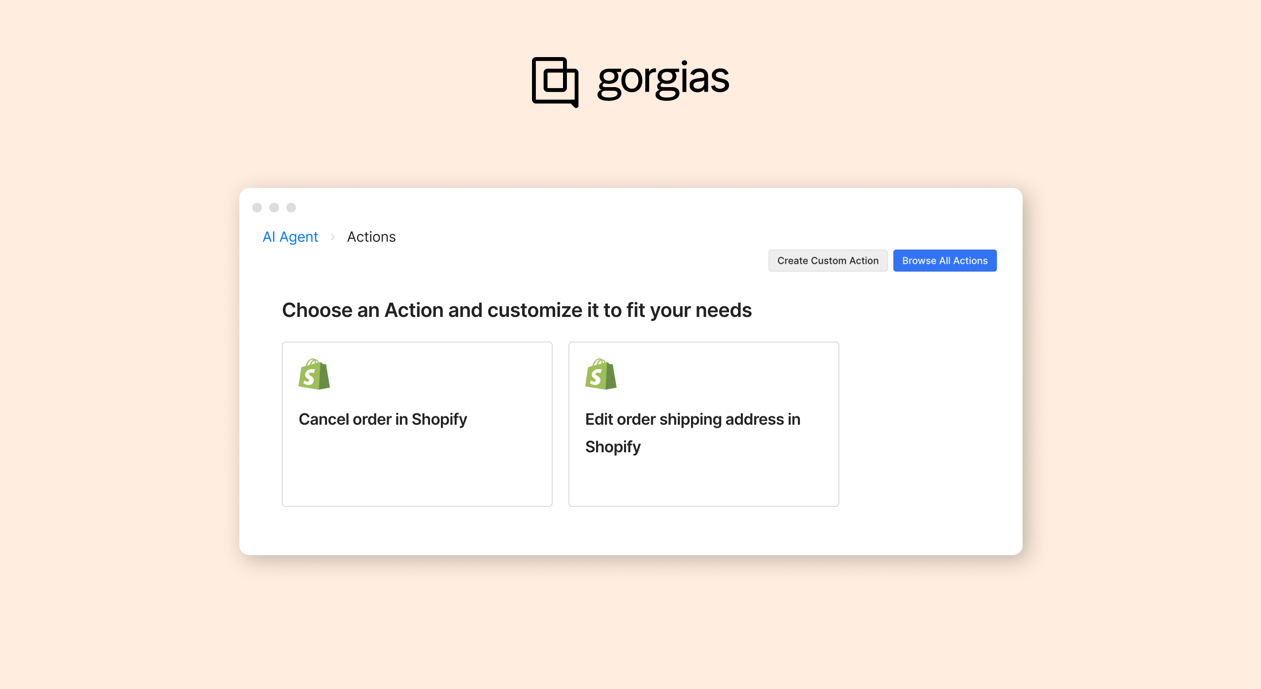 Shopify Actions for AI Agent