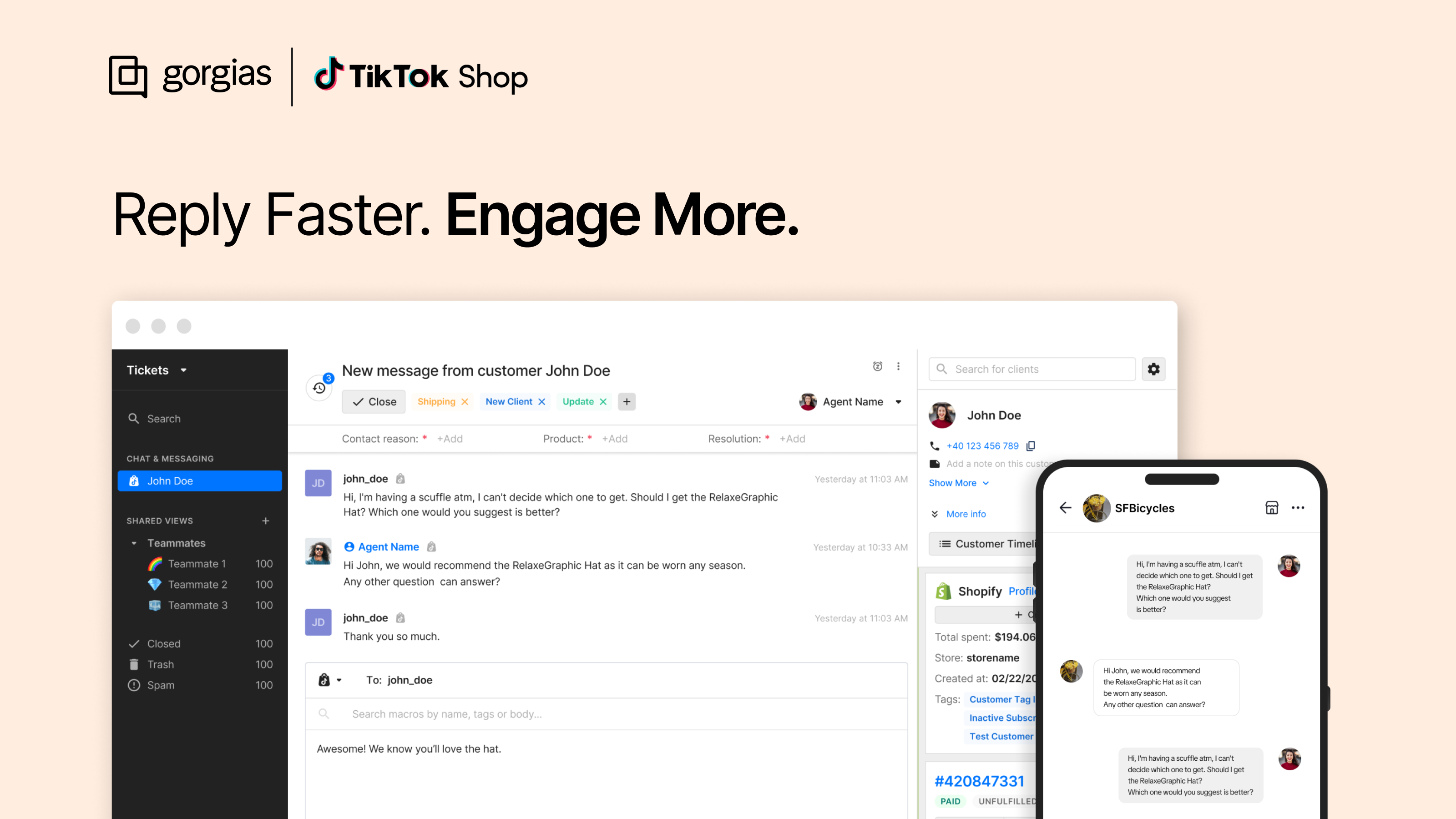 A new integration joins the party: welcome TikTok Shop! ♪ - Gorgias