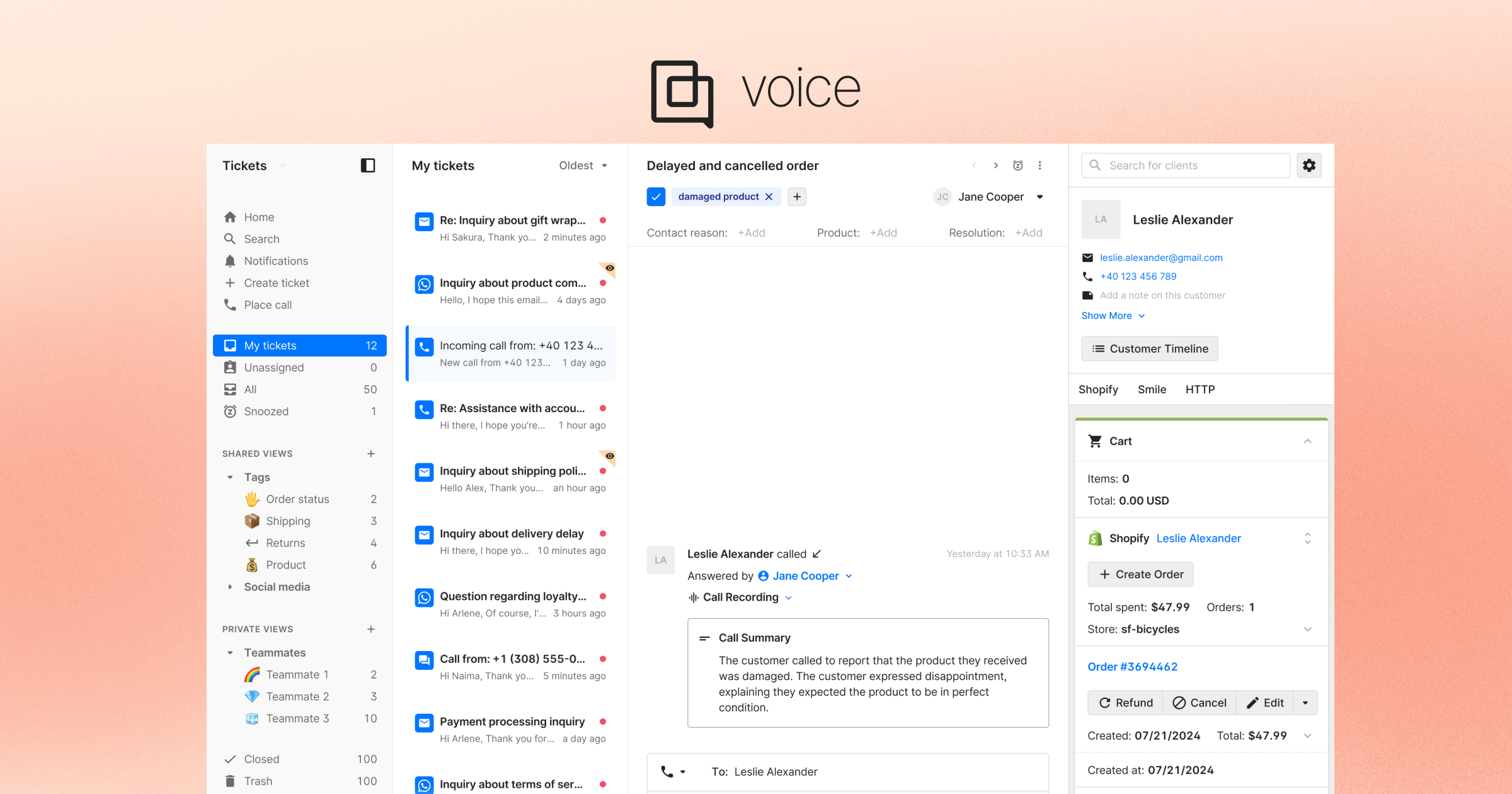 Call transcript summarization