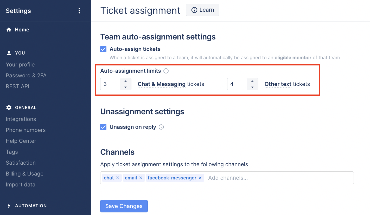 Auto-assignment limits
