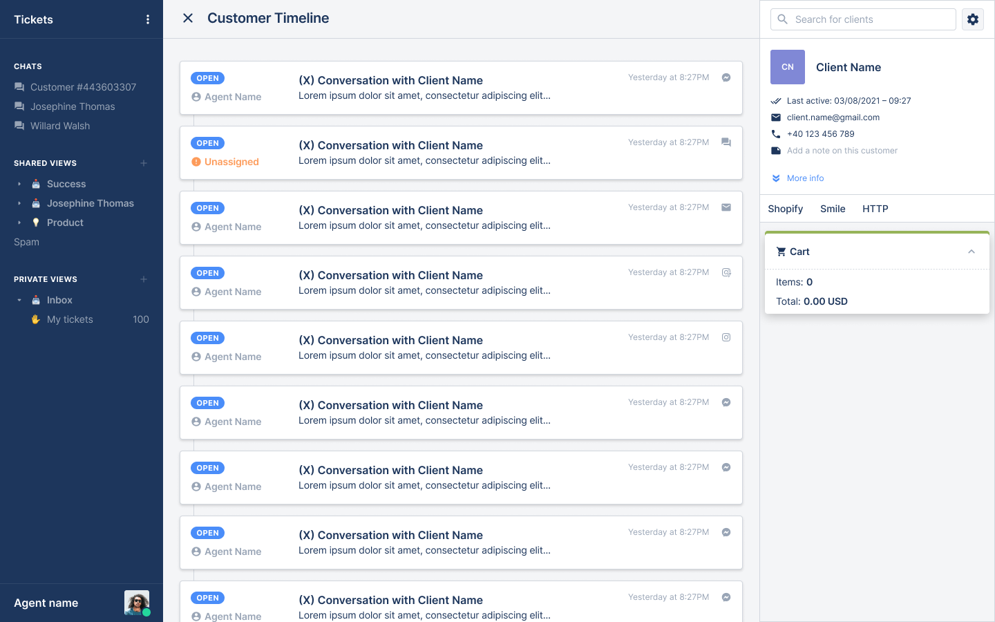 Customer timeline redesign