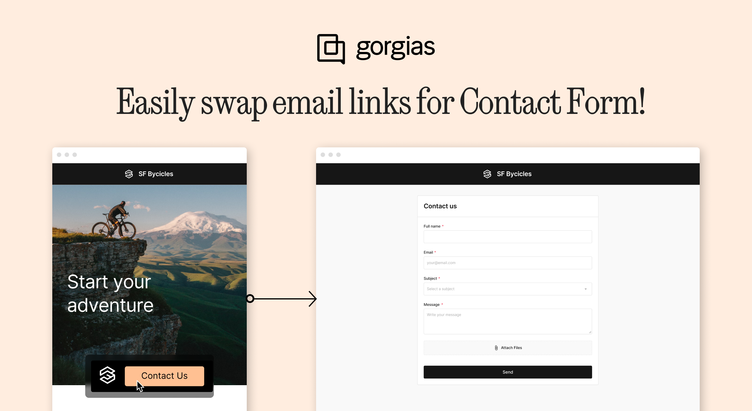 Send customers to Contact Form instead of email to reduce spam and increase automation!