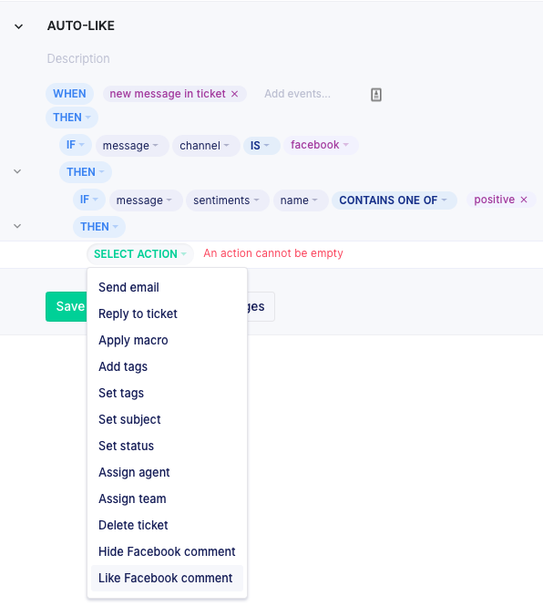 New action in rules: Like Facebook comment