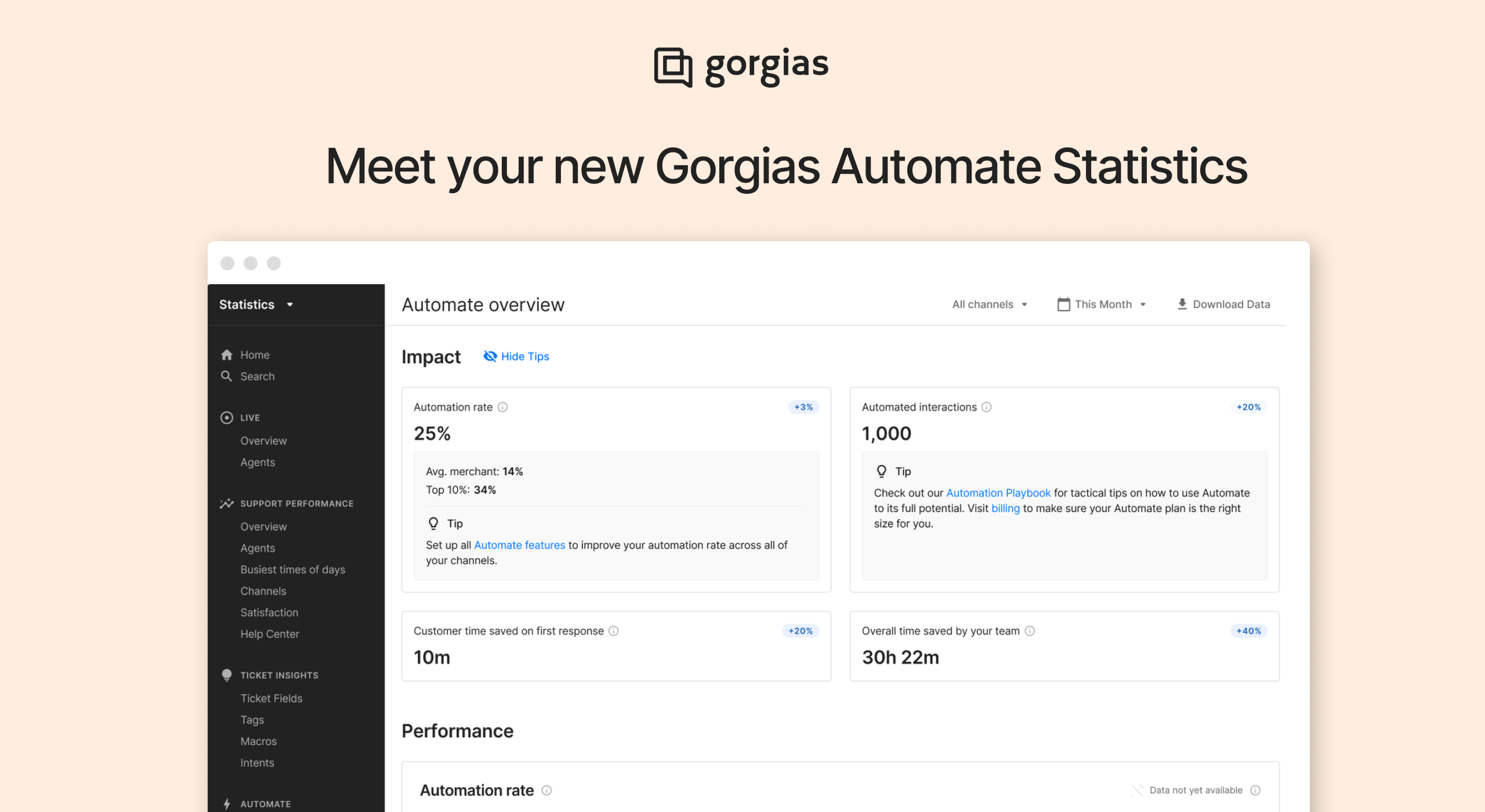Meet the fresh new Gorgias Automate Statistics ✨
