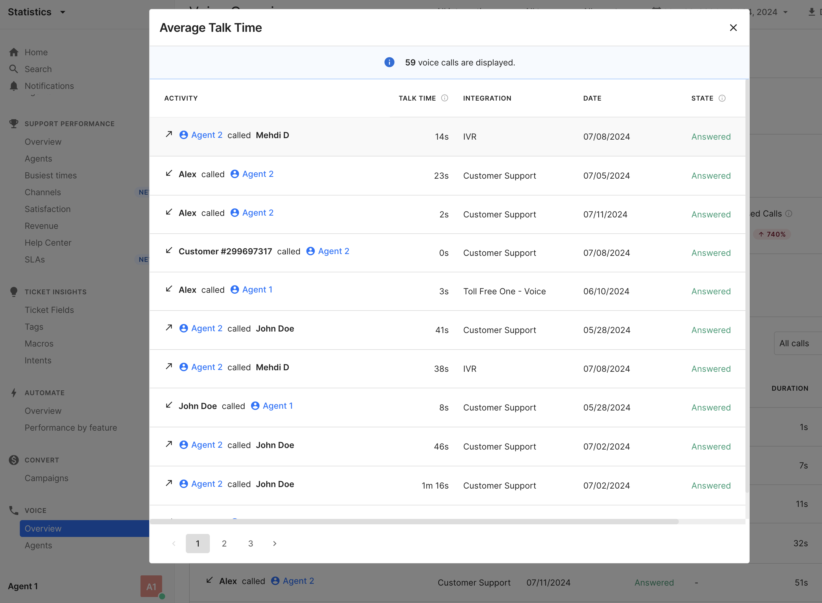 Voice Analytics Drill Down