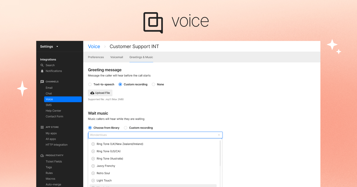 Customizable waiting music for Voice subscribers 