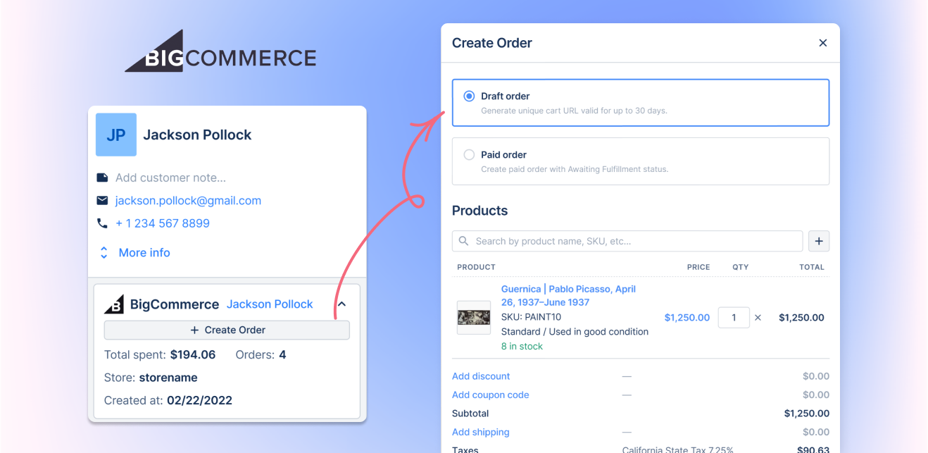 BigCommerce Create Order action