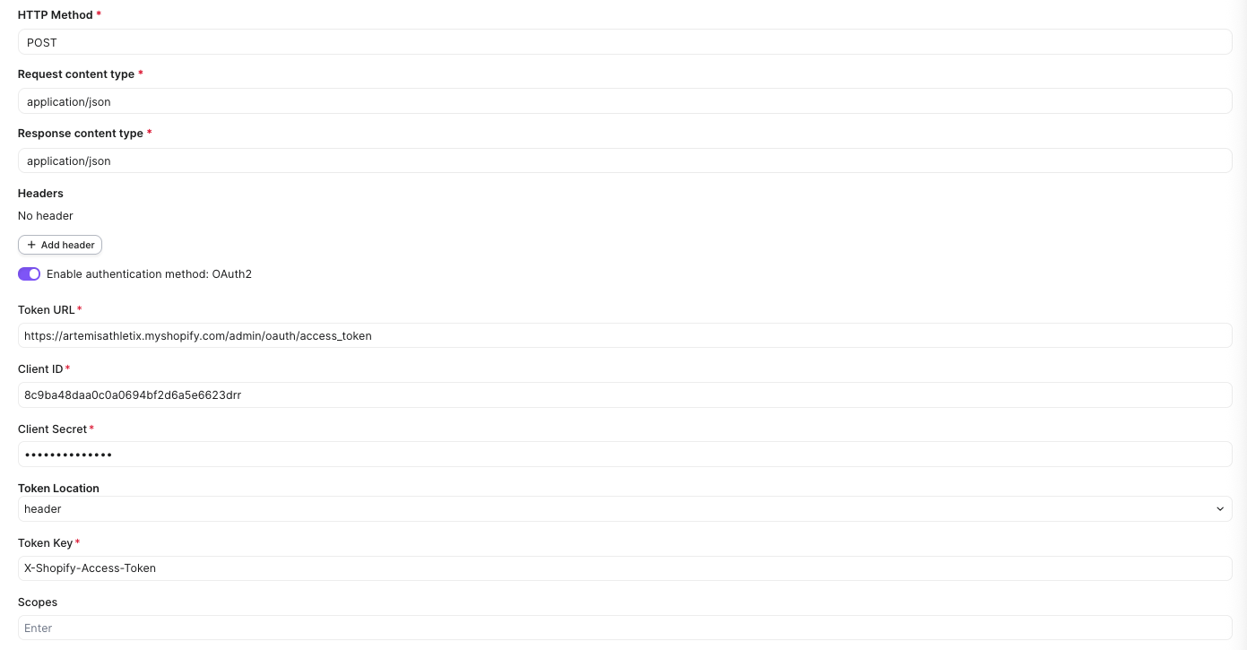 OAuth2 Authentication for HTTP Integrations