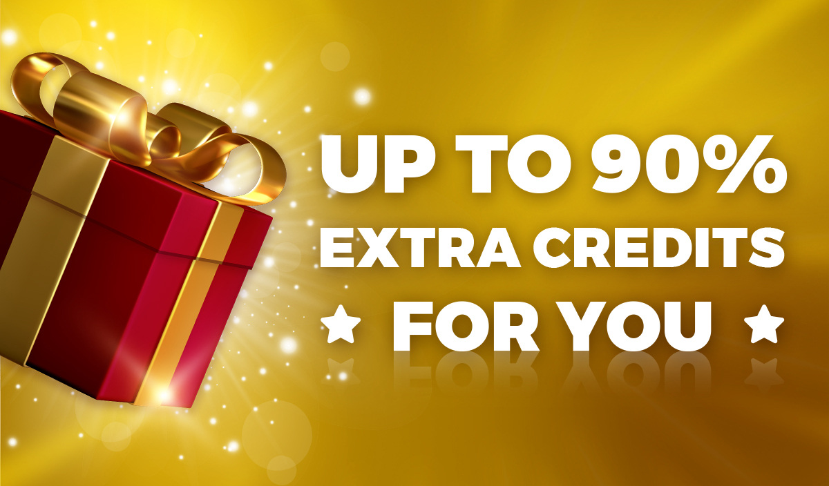 Up to 90% extra credits all weekend