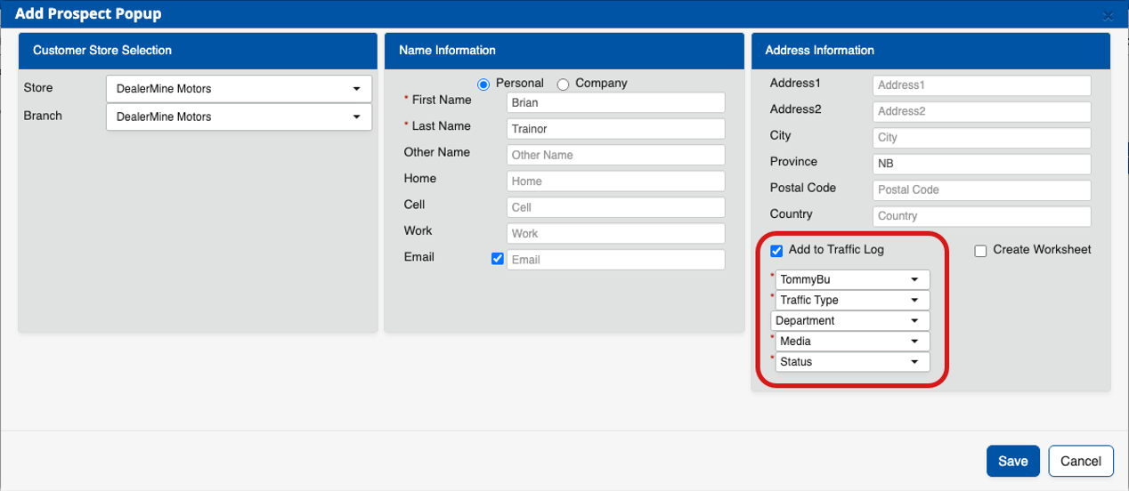 Add Prospect Popup Add Prospect Popup
