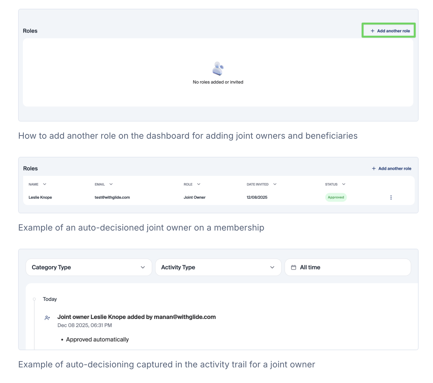 Auto-decisioning via "add another role" flow Auto-decisioning via "add another role" flow