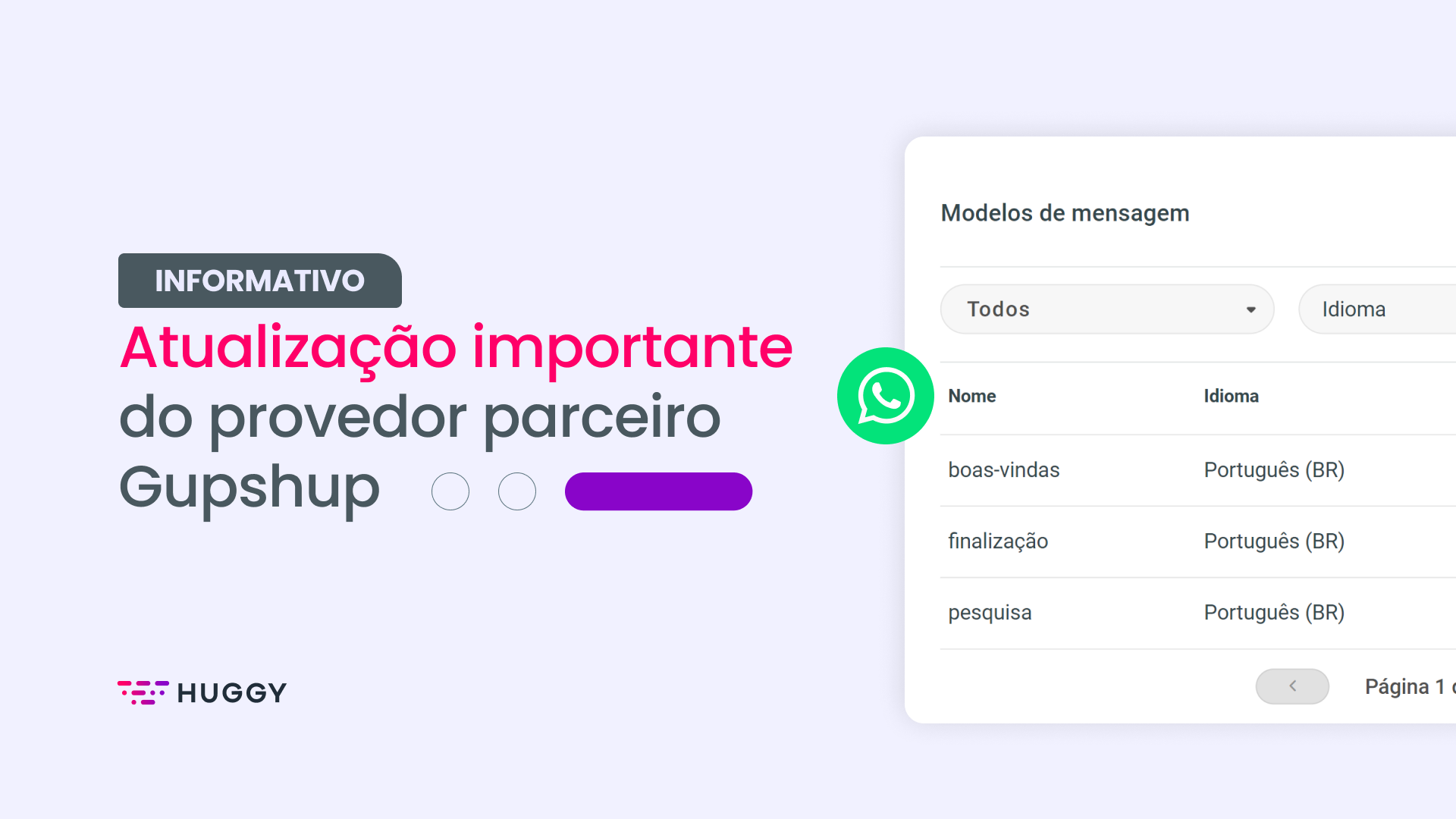 Atualização importante do provedor parceiro Gupshup