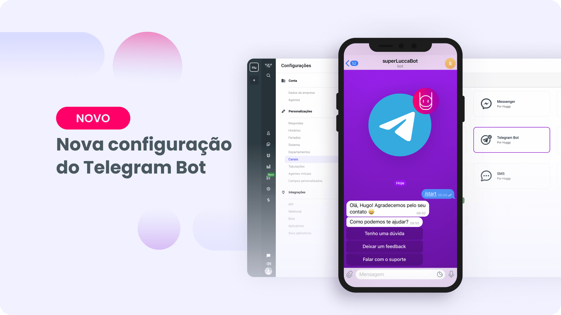 Traga seu Telegram para a Huggy