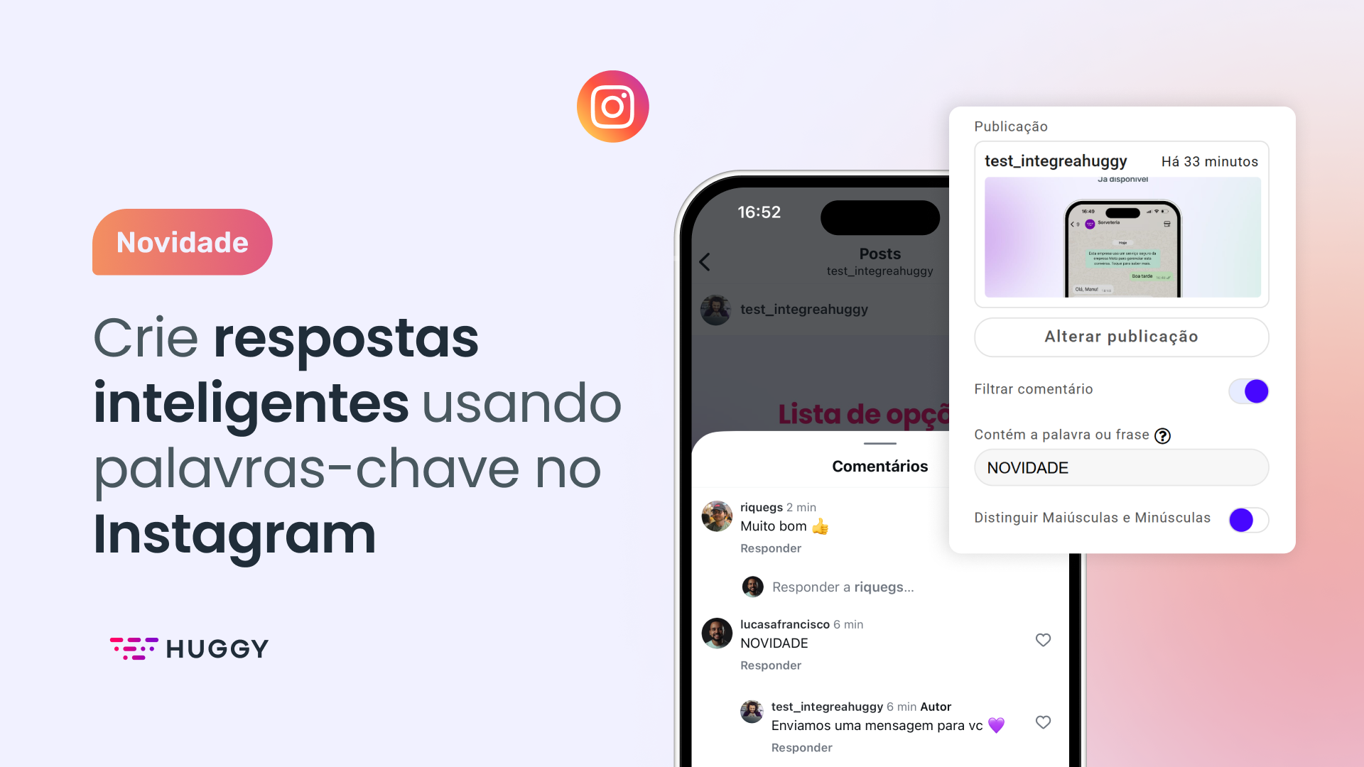 Crie respostas inteligentes usando palavras-chave no Instagram