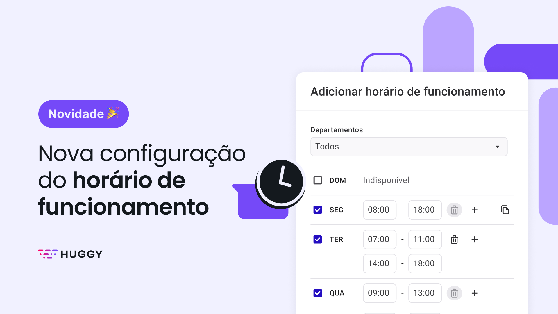 Nova configuração do horário de funcionamento