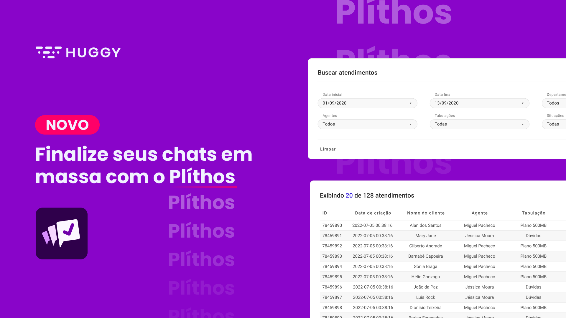 Finalize chats em massa com o Plíthos