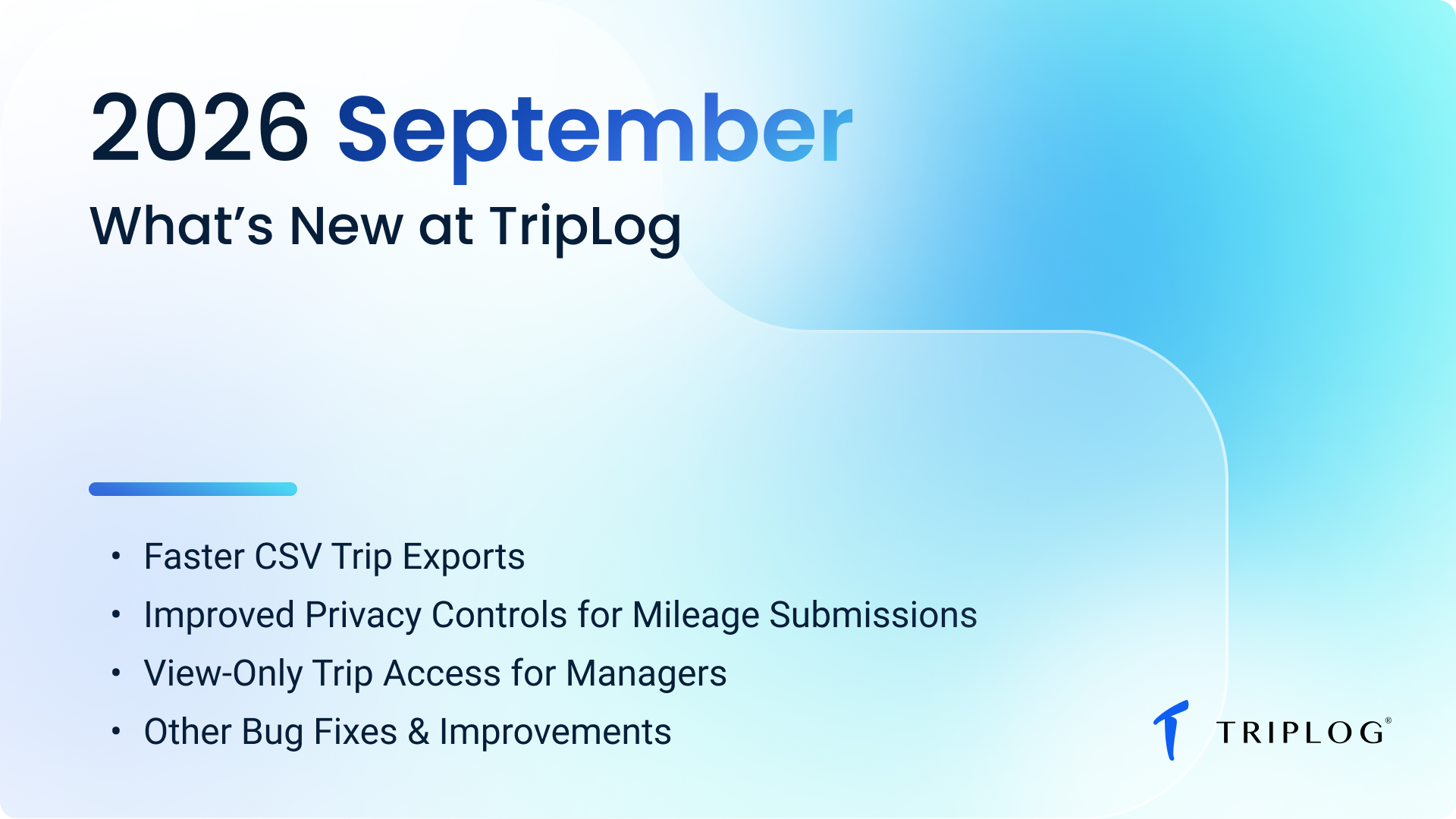 What's New at TripLog - September 2026