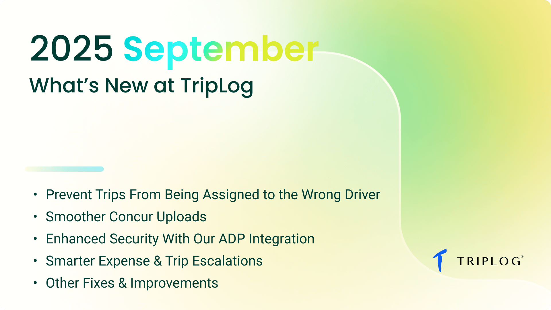 What's New at TripLog - September 2025