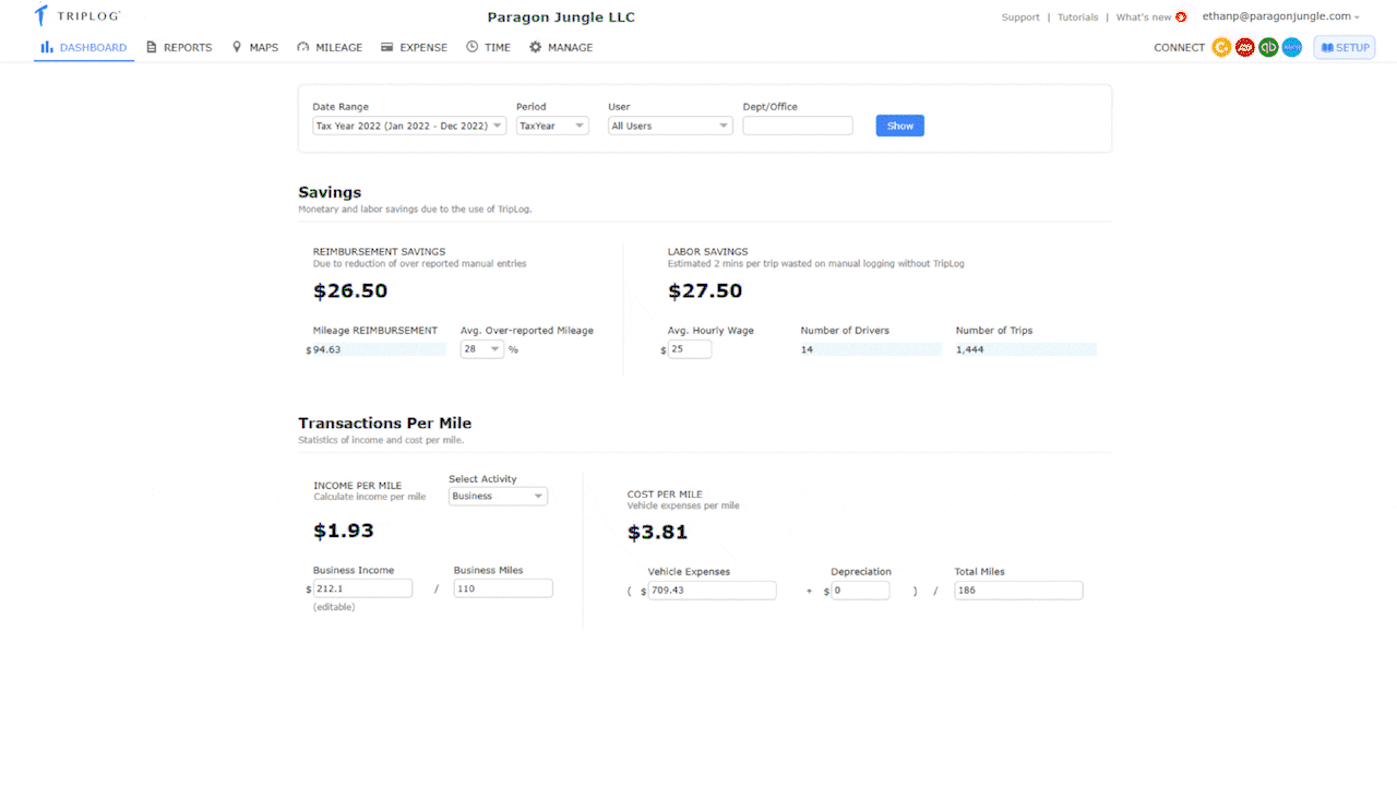 Additional TripLog Dashboard Design Updates