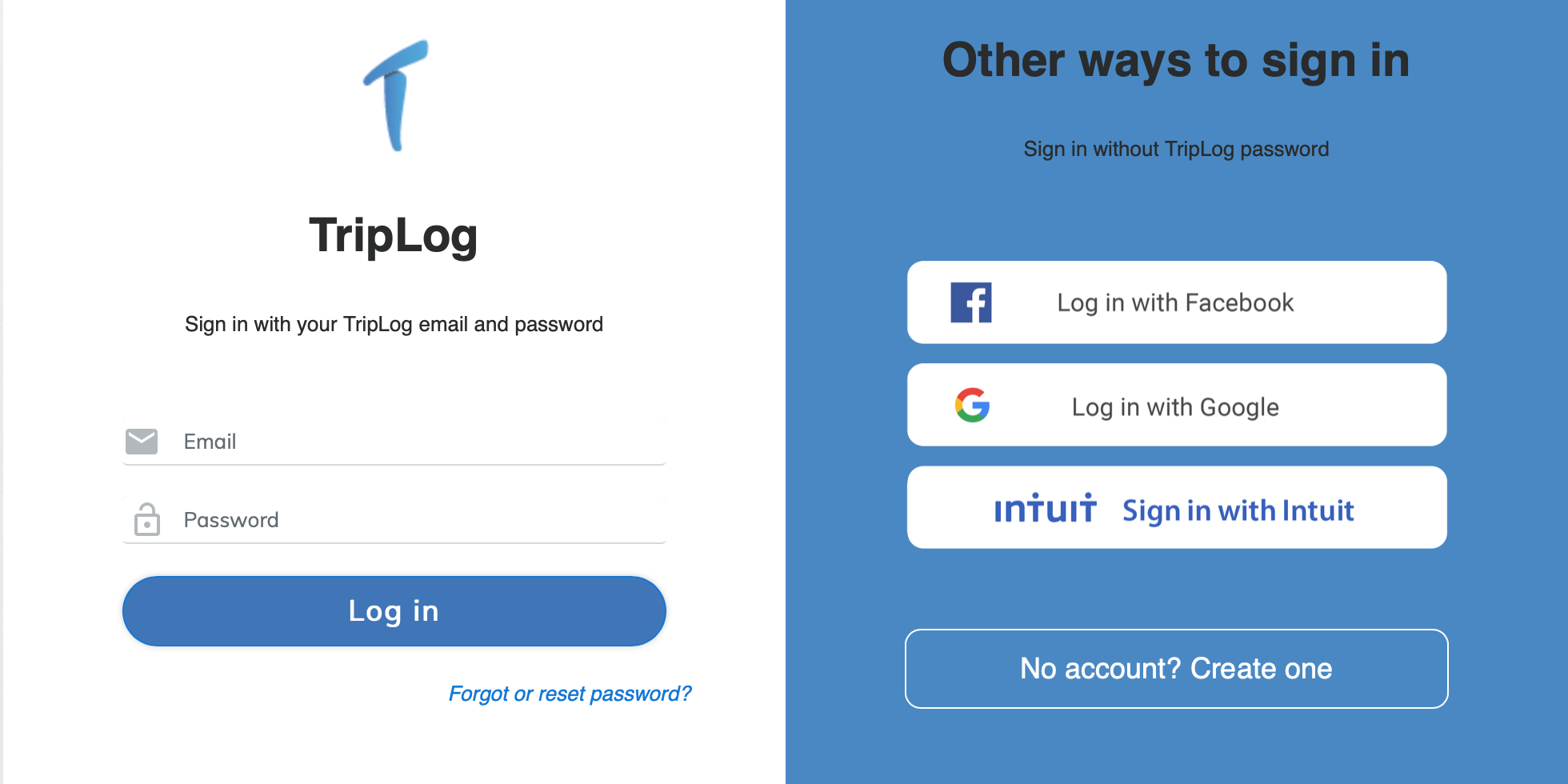 TripLog now integrates with Google and Facebook logins