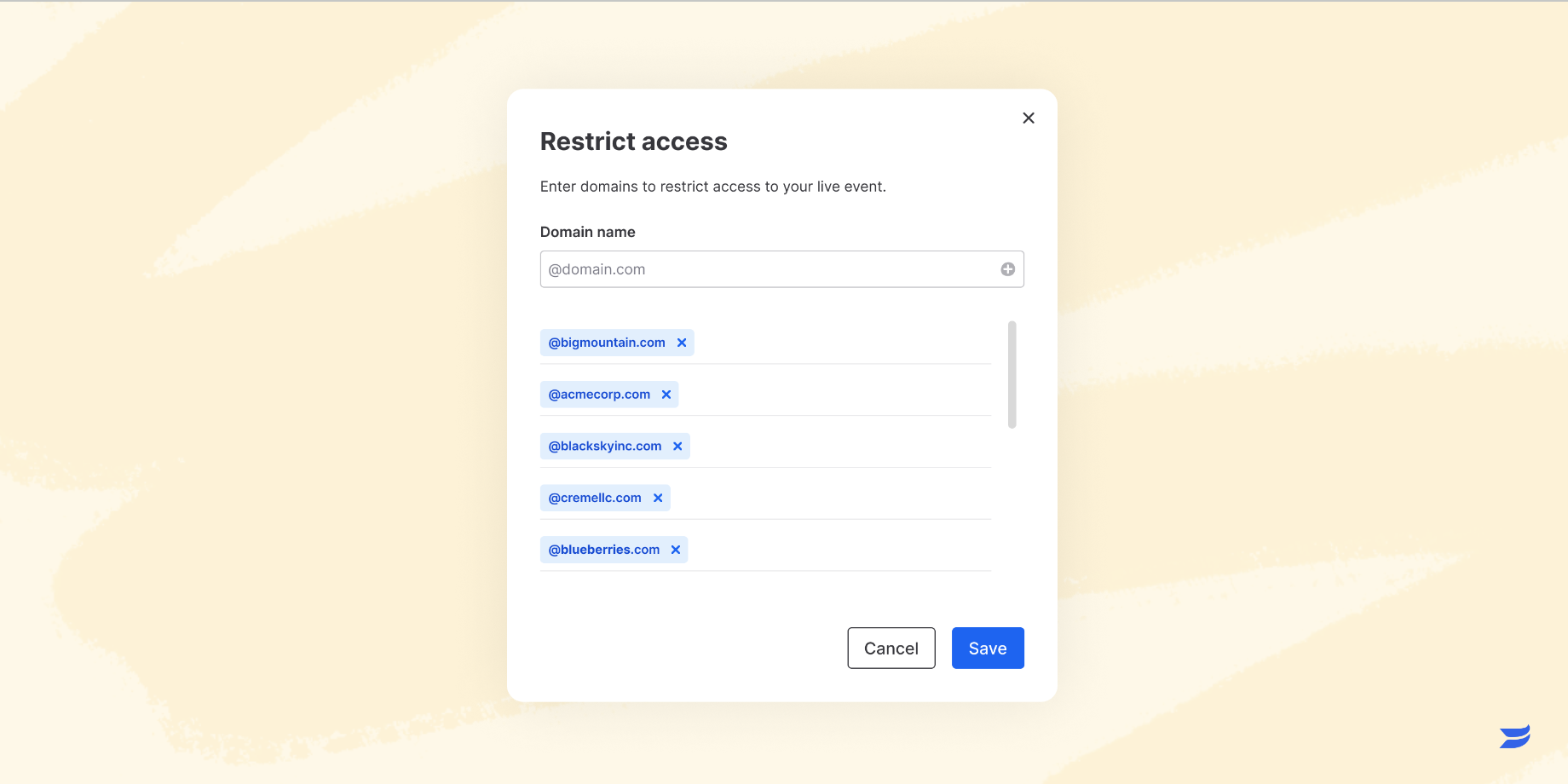 🔒Domain blocklisting for live events