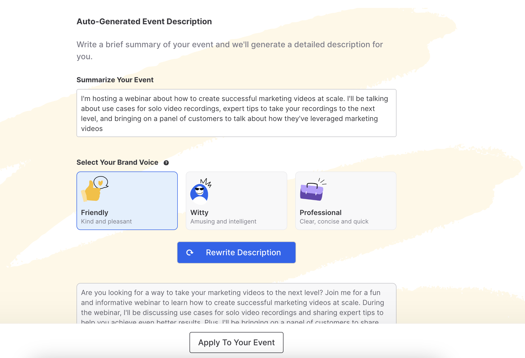 AI-Generated Event Descriptions