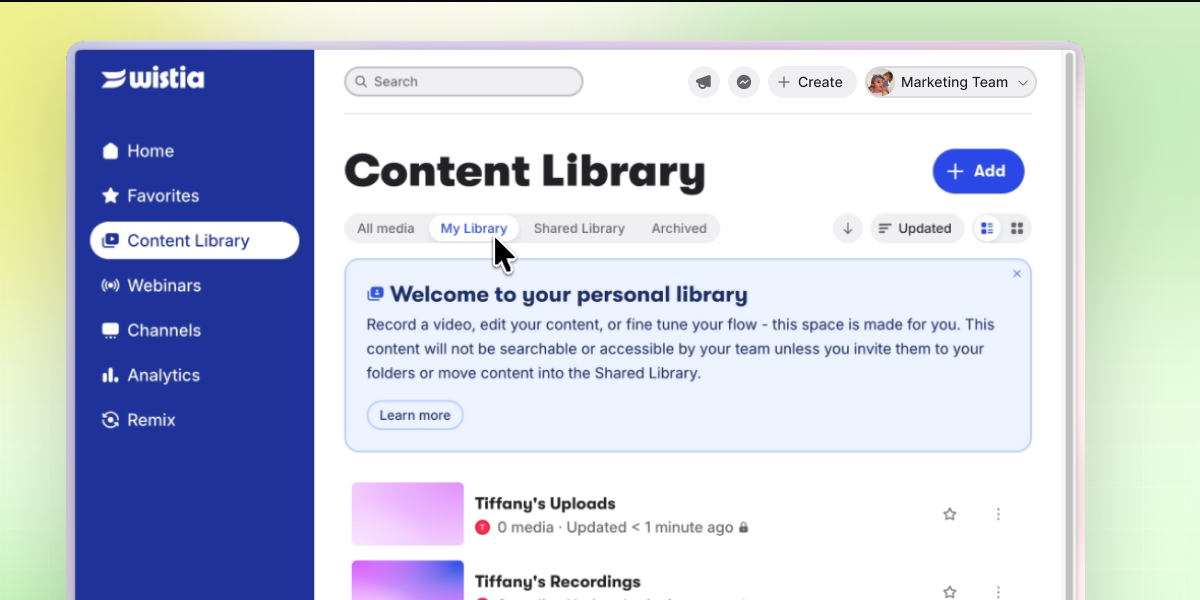 📁 Create freely. Share when you're ready with My Library.