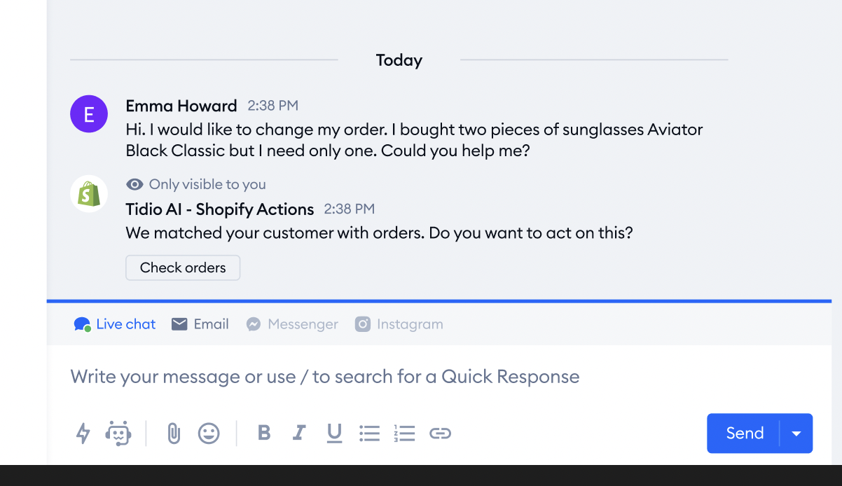 Hint to view and manage orders