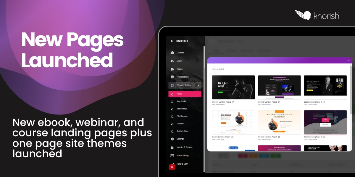Discover Knorish's 6 New Landing Page Themes