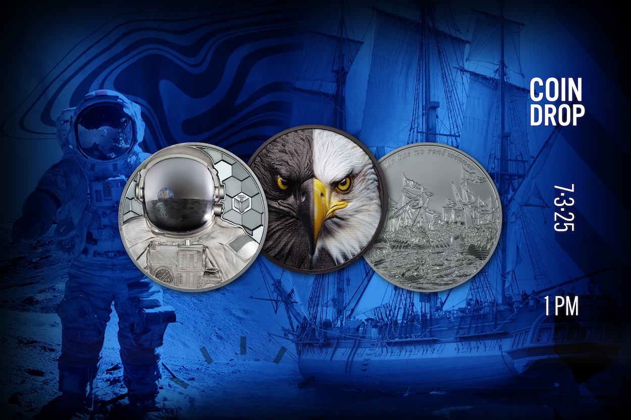 Coin drop: A range of sizes in silver