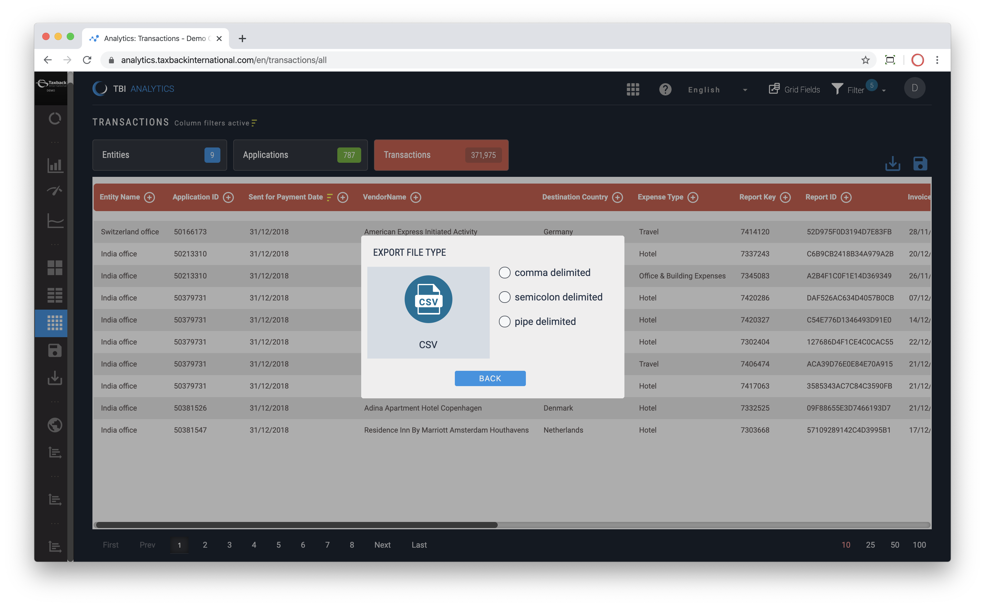 Choose your delimiter for CSV exports