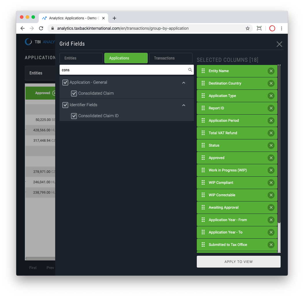 Better visibility of consolidated claims