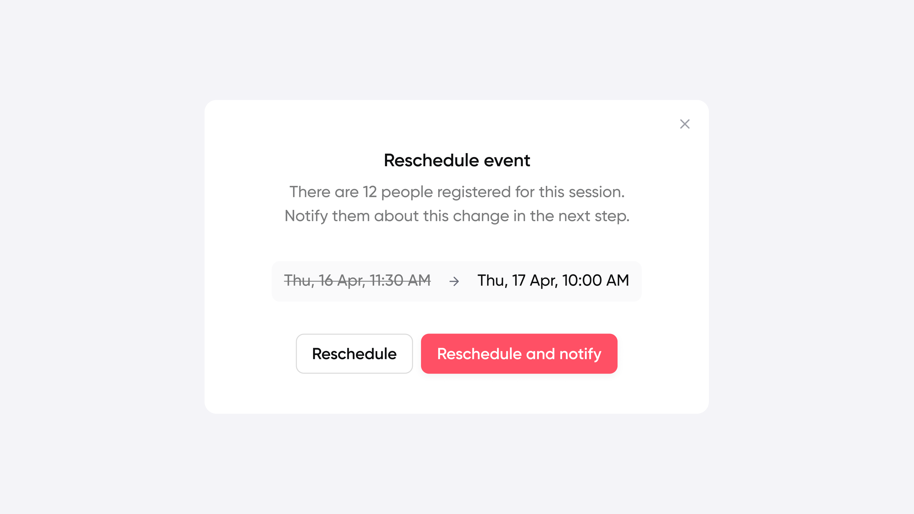 Reschedule your webinar