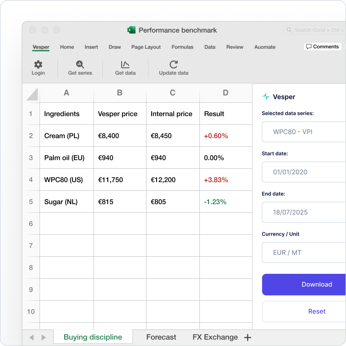Vesper for Excel