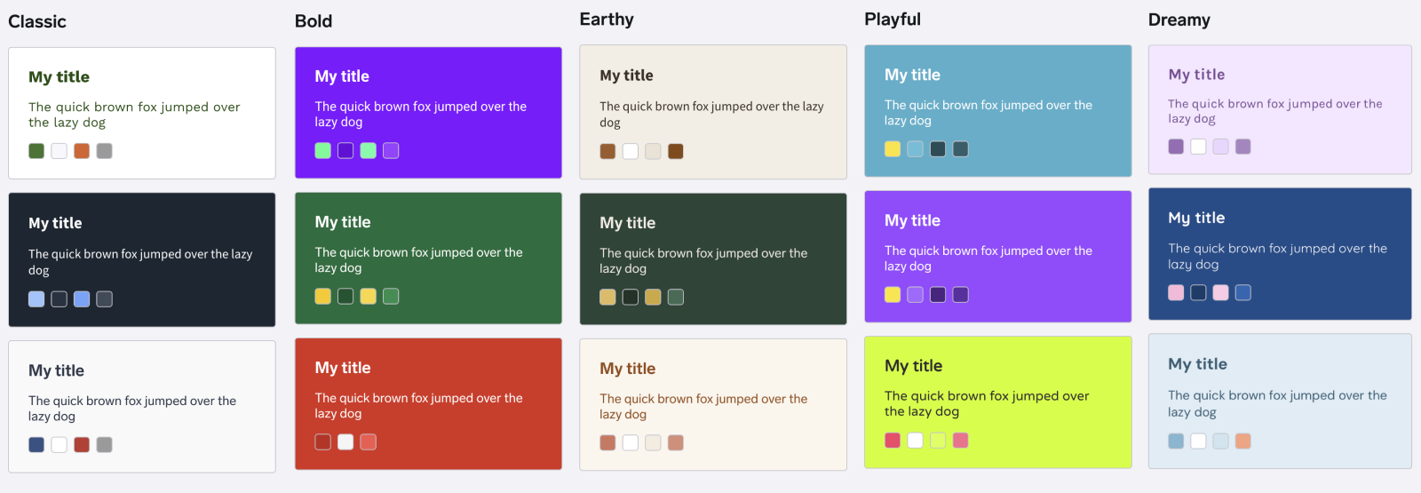 Example of new template style presets Example of new template style presets