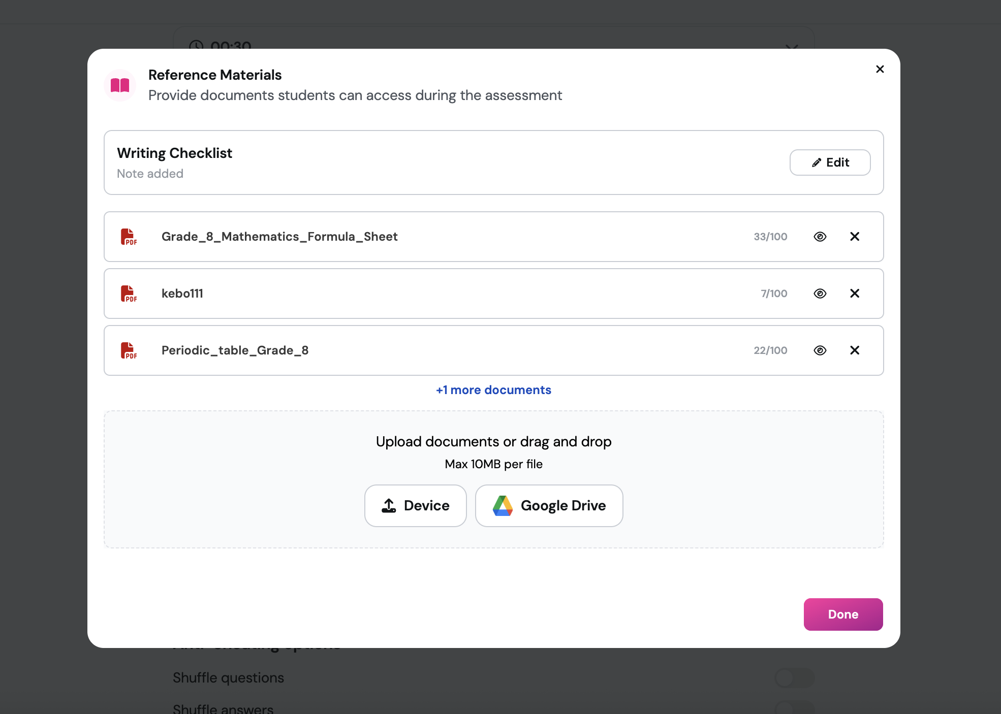 Attach reference materials directly to a Common Assessment