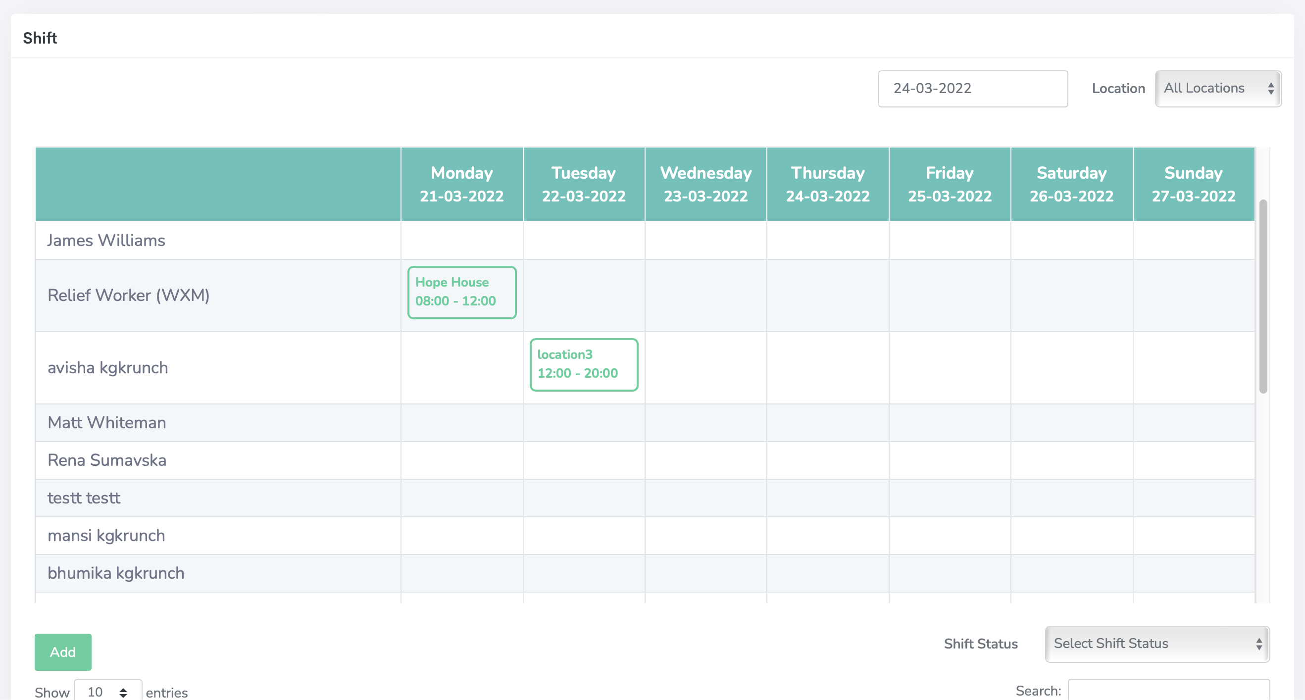 Shift Calendar Update
