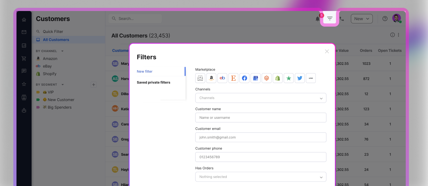 New filters and note-taking improvements in Customer View