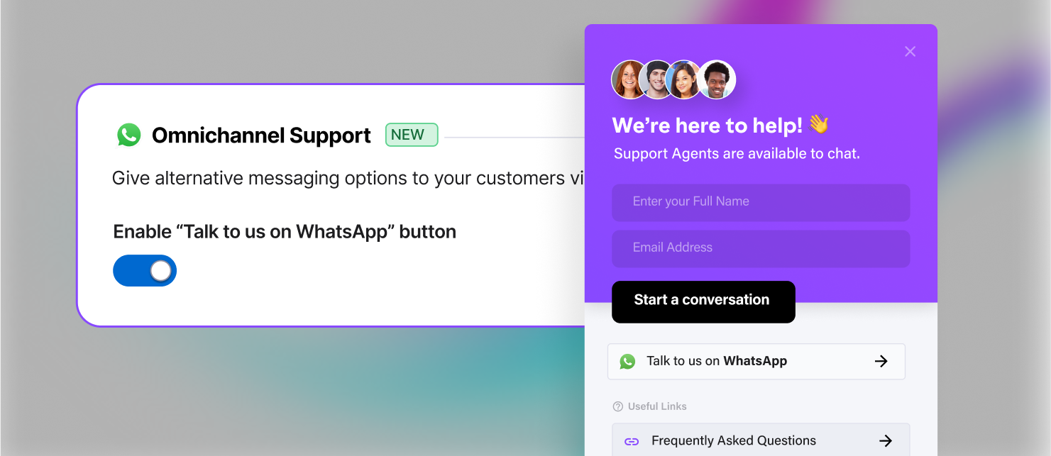 Add 'Talk to us on WhatsApp' CTA right on your live chat widget