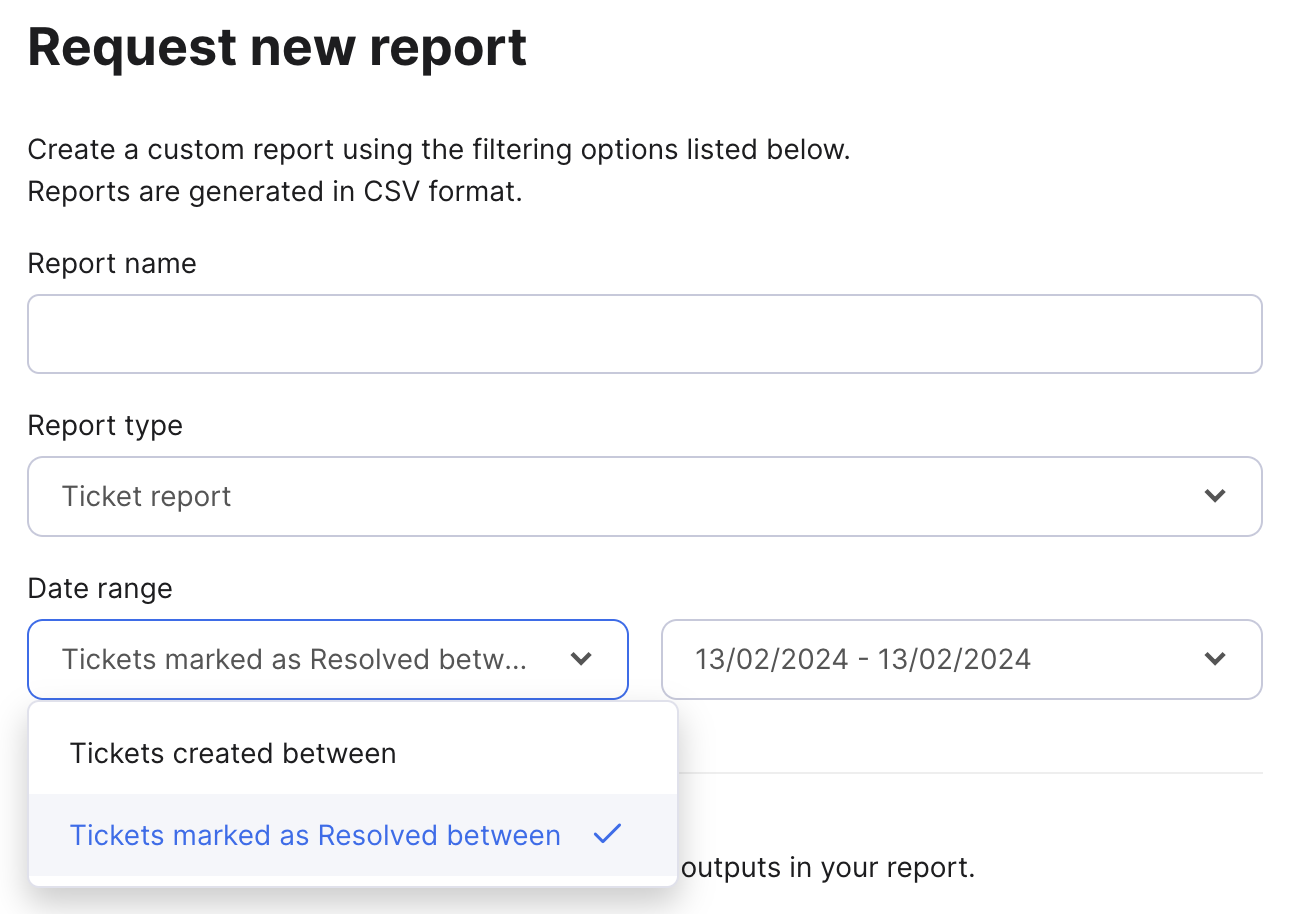 Report on resolved tickets with Report Extracts