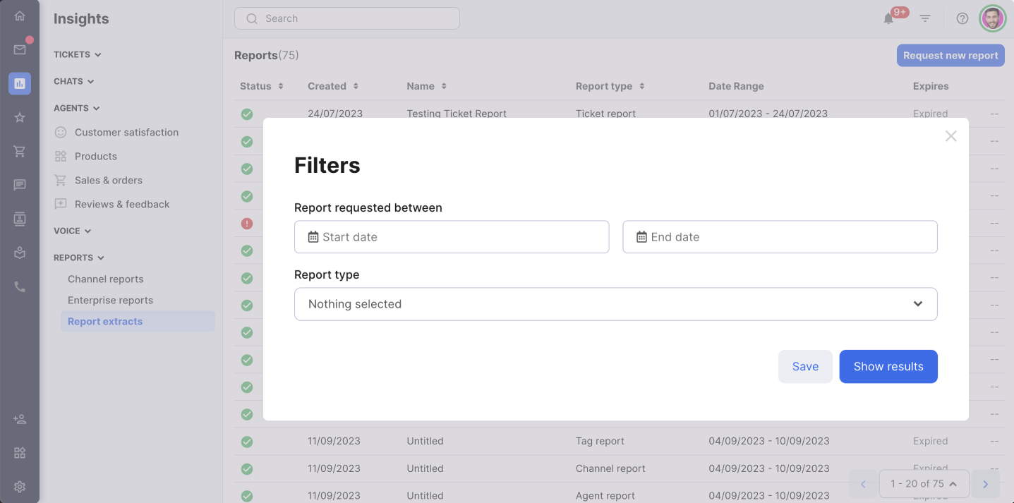 Find reports quickly with Report Extract filters