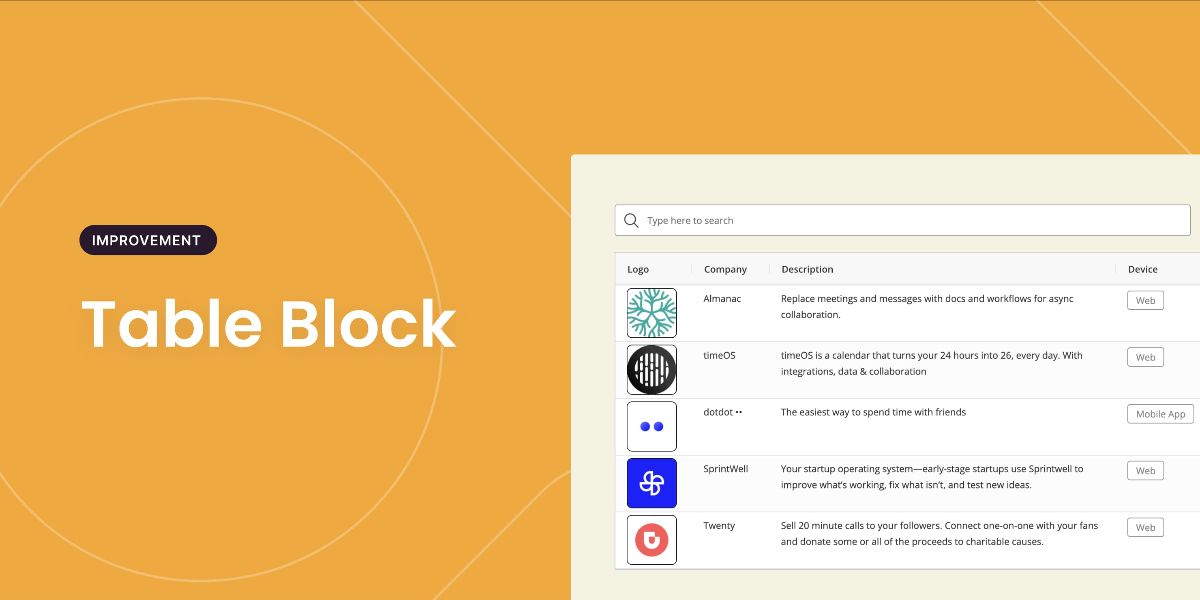 👷 Table Block Improvements