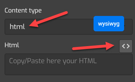 HTML hotspots link to Wysiwyg Editor