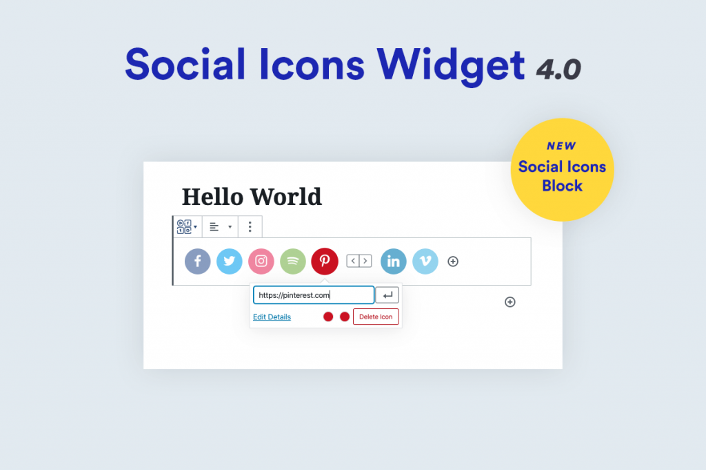 NEW! Social Icons Block now included in Social Icons Widget 4.0