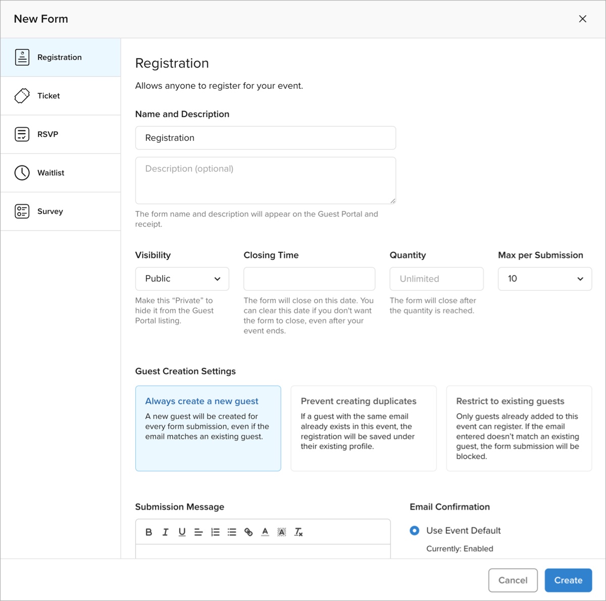 Redesigned Registration Form Settings