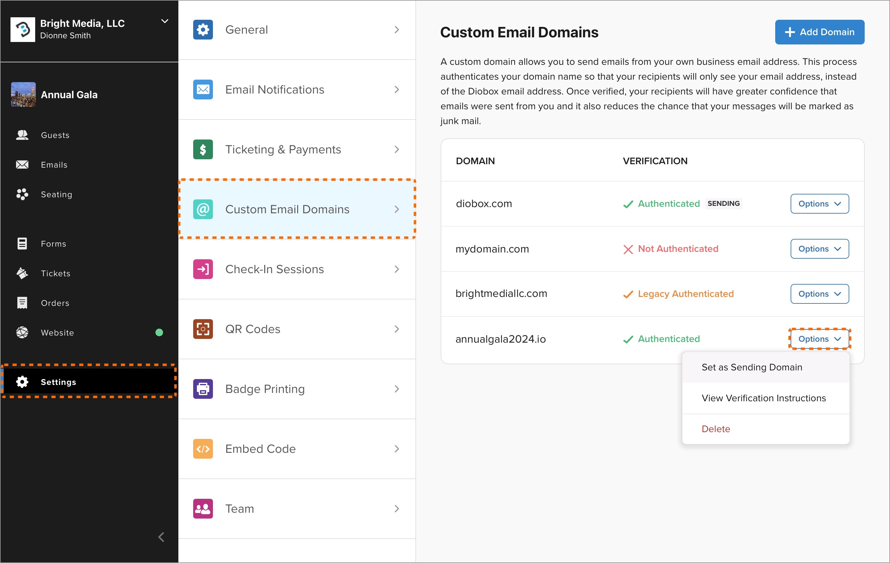New Sending Domain Authentication Requirements